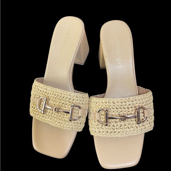 Madden Girl Tan Woven Mules‎ with Block Heel women’s Size 6.5 ✅ - Picture 6 of 8